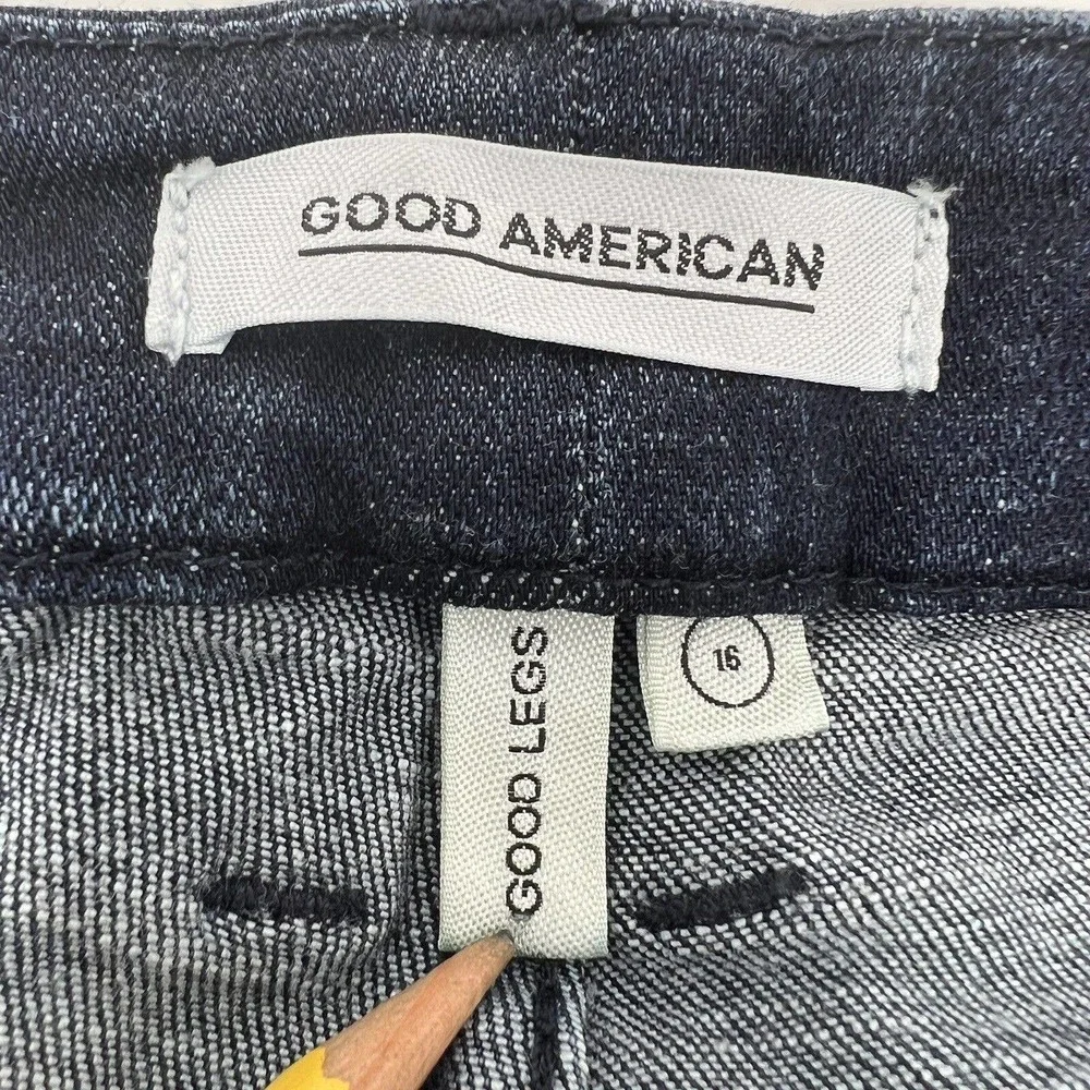 Good American Womens 16 Good Legs High Rise Crop Stretch Denim Blue Jeans‎